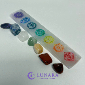 Kit 7 Cristais dos Chakras com Placa de Selenite
